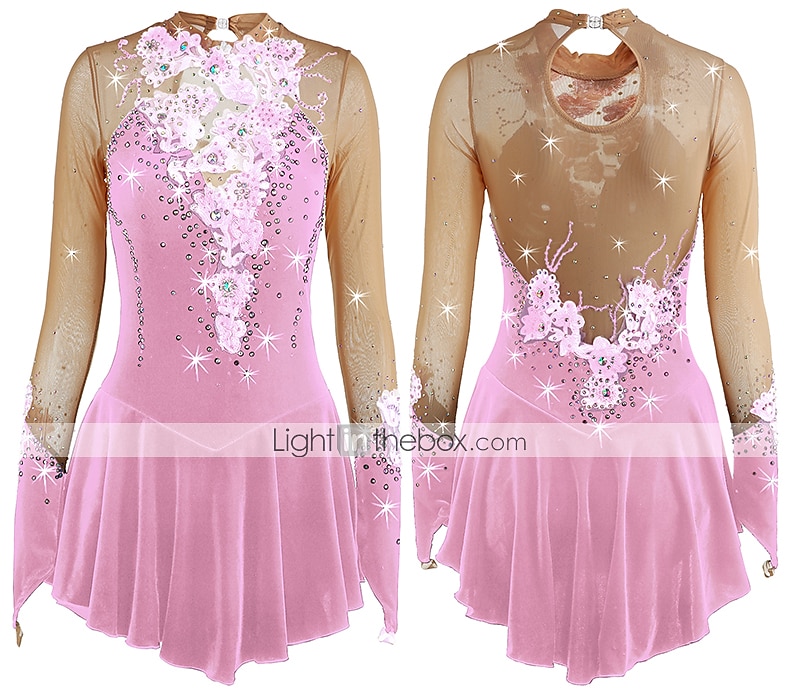 Rochie de Patinaj Artistic Pentru femei Fete Πατινάζ στο πάγο Rochii Ținute Yan roz Ametist Violet Flori Spandex Înaltă Elasticitate Competiție Ținută Patinaj Cald Confecționat Manual Cu bijuterii 2025 - $116.99 –P20