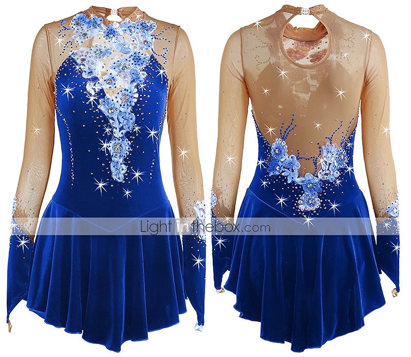 Rochie de Patinaj Artistic Pentru femei Fete Πατινάζ στο πάγο Rochii Ținute Yan roz Ametist Violet Flori Spandex Înaltă Elasticitate Competiție Ținută Patinaj Cald Confecționat Manual Cu bijuterii 2025 - $116.99 –P16