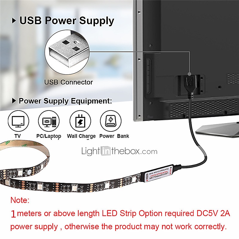 1set LED Light Strips RGB Tiktok Lights USB DC 5V 5050 RGB Mini 3Key Remote Flexible Light IP65 1m TV Background Lighting Ribbon Tape 2025 - $18.99 –P3