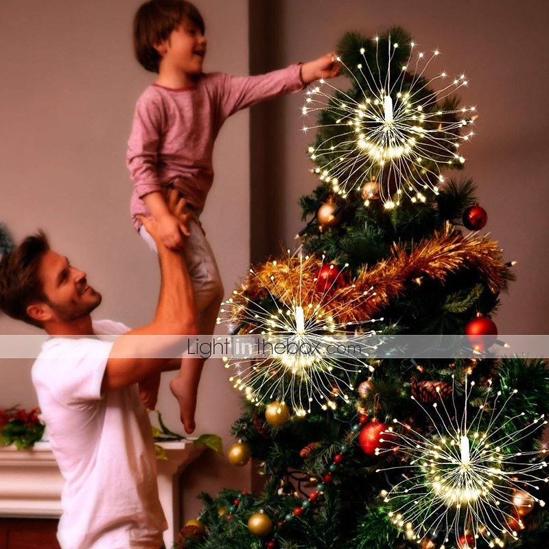led tűzijáték starburst string lámpák kültéri vízálló 120 led diy függő tűzijáték réz tündér girland fények fesztivál party ünnep csillogó fény 2db 1db 2025 - $23.99 –P1