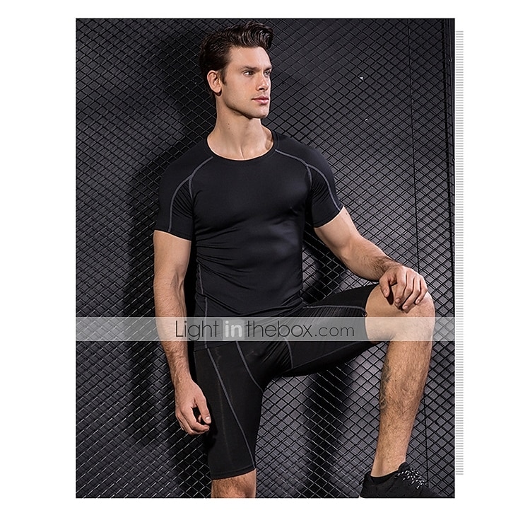 Hombre Camiseta Compresión Camiseta para correr Básico Manga Corta Camiseta Deportivo Otoño Licra Estiramiento de 4 maneras Transpirable Secado rápido Diseño Anatómico Aptitud física Entrenamiento de 2025 - $18.49 –P13