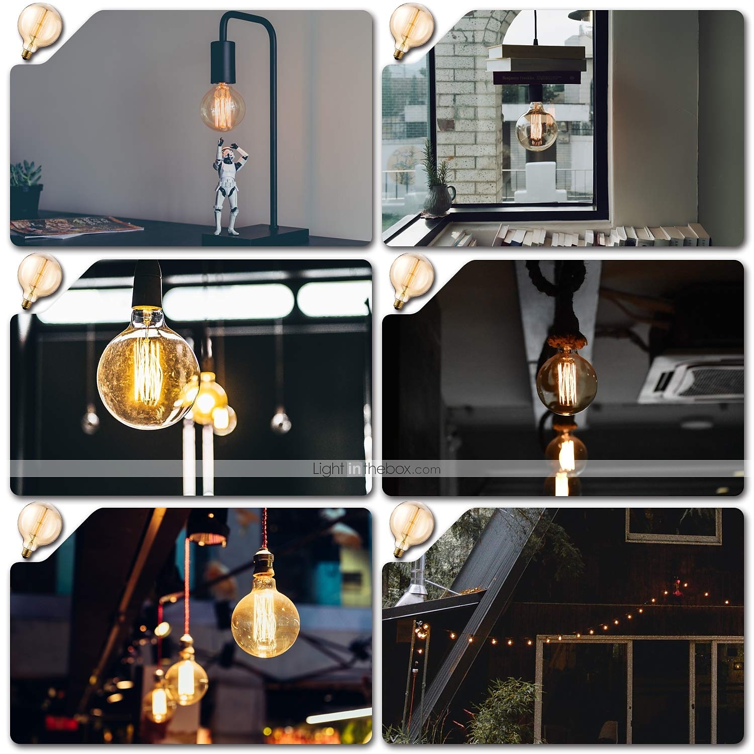 2stk 40w edison vintage globe glødelampe dimbar e26 e27 g125 antikk glødetråd rav varm hvit for loft bar restaurant kjøkken 220-240v 2026 - $28.99 –P5