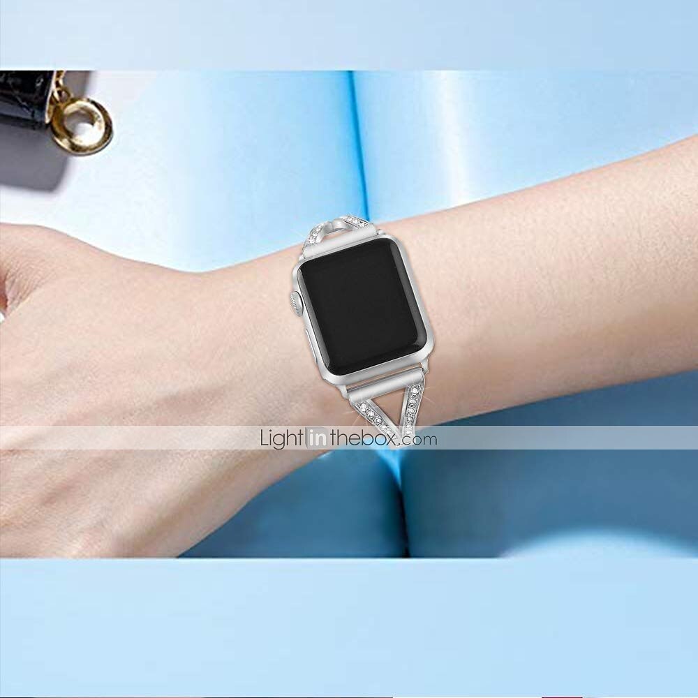 Pasek do zegarka na Apple Watch 38mm 40mm 41mm 42mm 44mm 45mm 49mm iwatch Series Ultra 8 7 6 SE 5 4 3 2 1 Stal nierdzewna Stras Zastąpienie Pasek Damskie Błyszczący Diament Zapięcie metalowe 2025 - $19.99 –P4