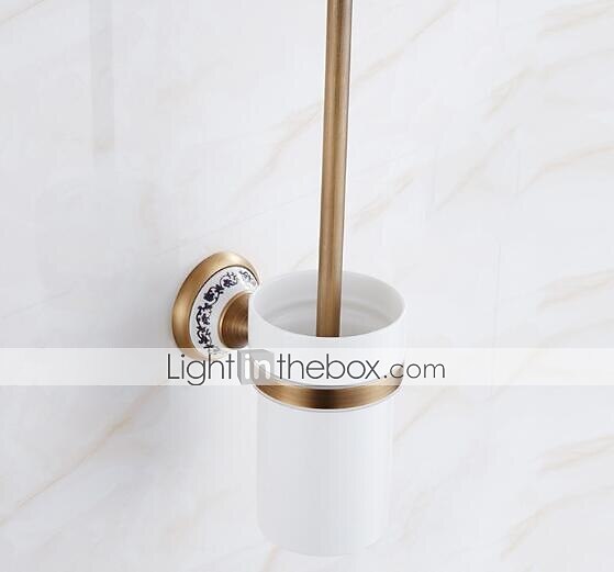 Toilet Brush with Holder,Antique Brass Ceramics Wall Mounted Rubber Painted Toilet Bowl Brush and Holder for Bathroom 2025 - $79.99 –P3