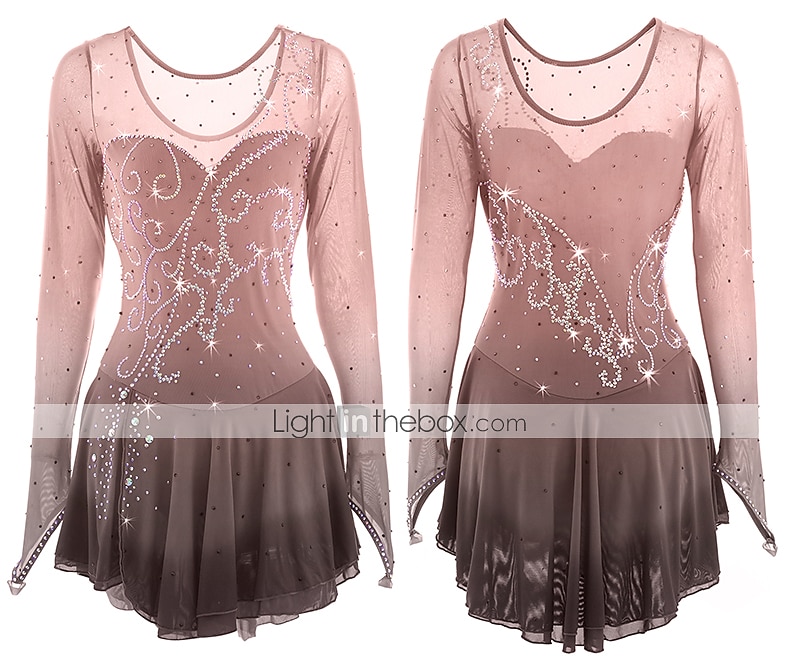Eiskunstlaufkleid Damen Mädchen Eislaufen Kleider Austattungen Gelb Dunkelrot Pudriges Rosa Halo-Färbung Gitter Spandex Hochelastisch Wettbewerb Eiskunstlaufkleidung Eislaufen Eiskundstlauf 2025 - $104.99 –P4