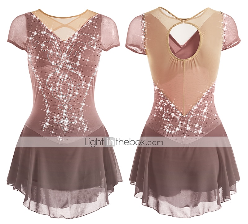 Figure Skating Dress Women's Girls' Ice Skating Dress Outfits White Purple Red Mesh Spandex High Elasticity Training Leisure Sports Practice Skating Wear Anatomic Design Handmade Patchwork Classic 2026 - $112.99 –P12