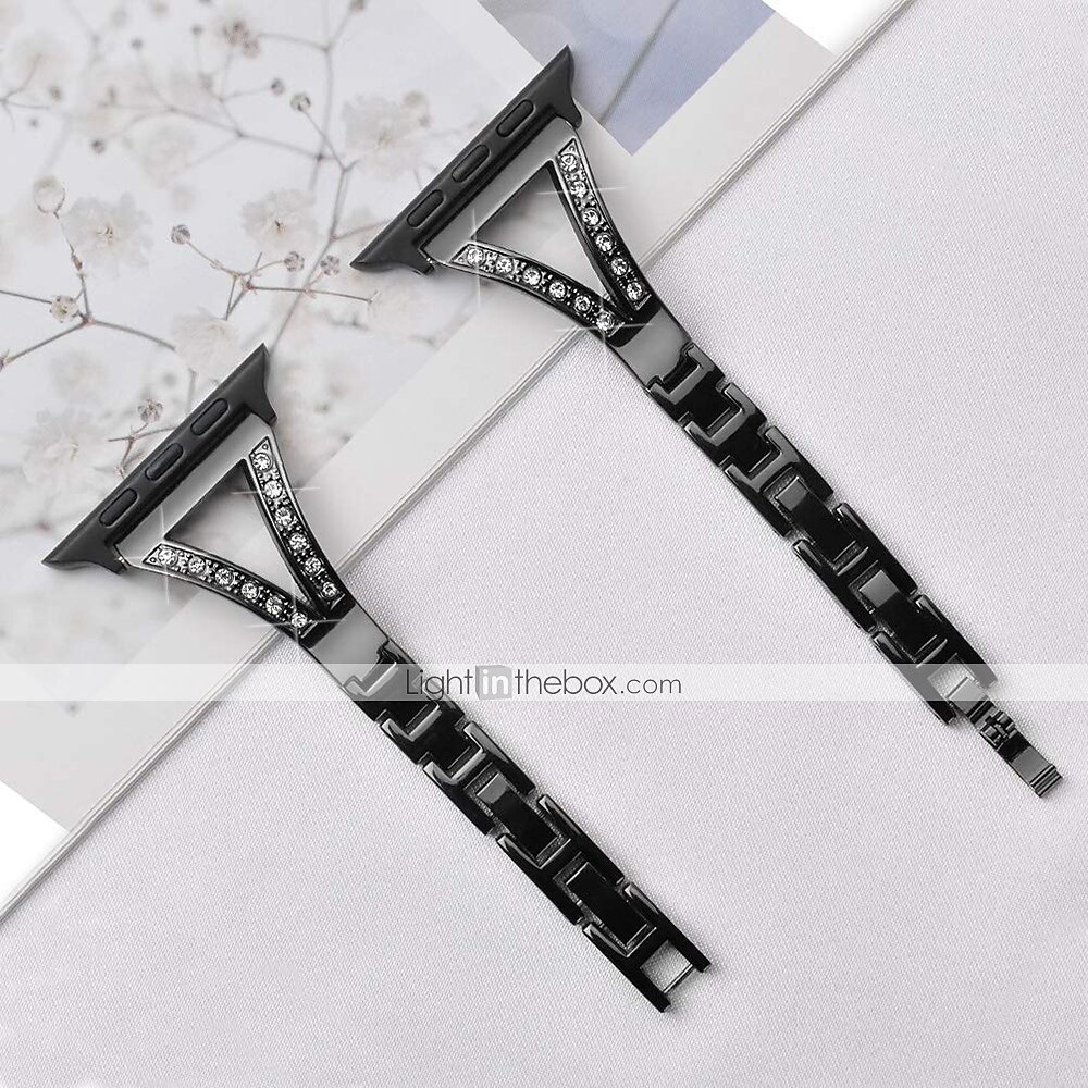 Pasek do zegarka na Apple Watch 38mm 40mm 41mm 42mm 44mm 45mm 49mm iwatch Series Ultra 8 7 6 SE 5 4 3 2 1 Stal nierdzewna Stras Zastąpienie Pasek Damskie Błyszczący Diament Zapięcie metalowe 2025 - $19.99 –P8