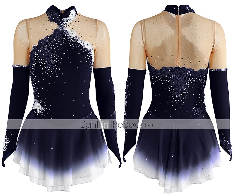 Ice Skating Competition Wear Girls Figure Skating Dress - Blue Gradient Competition Costume With Mesh Skirt Ice Skating Costume Women