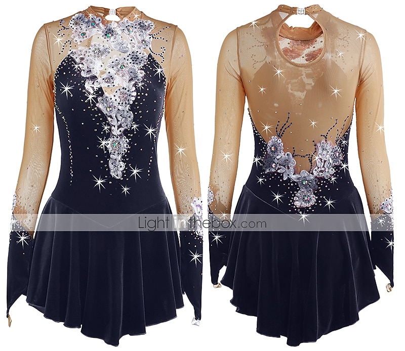 Rochie de Patinaj Artistic Pentru femei Fete Πατινάζ στο πάγο Rochii Ținute Yan roz Ametist Violet Flori Spandex Înaltă Elasticitate Competiție Ținută Patinaj Cald Confecționat Manual Cu bijuterii 2025 - $116.99 –P15