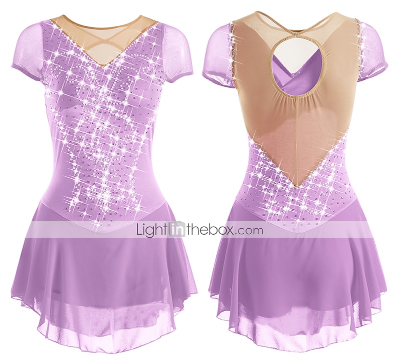 Figure Skating Dress Women's Girls' Ice Skating Dress Outfits White Purple Red Mesh Spandex High Elasticity Training Leisure Sports Practice Skating Wear Anatomic Design Handmade Patchwork Classic 2026 - $112.99 –P14