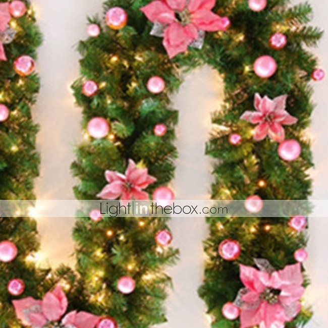 2,7m joulukoristeet seppele valoseppeleellä portaille joulukuusi viiniköynnöksen koristelu salaus ylellinen riipus joulukuusi festivaalikoristeet kulta ja punainen seppele setti 2025 - $29.99 –P1