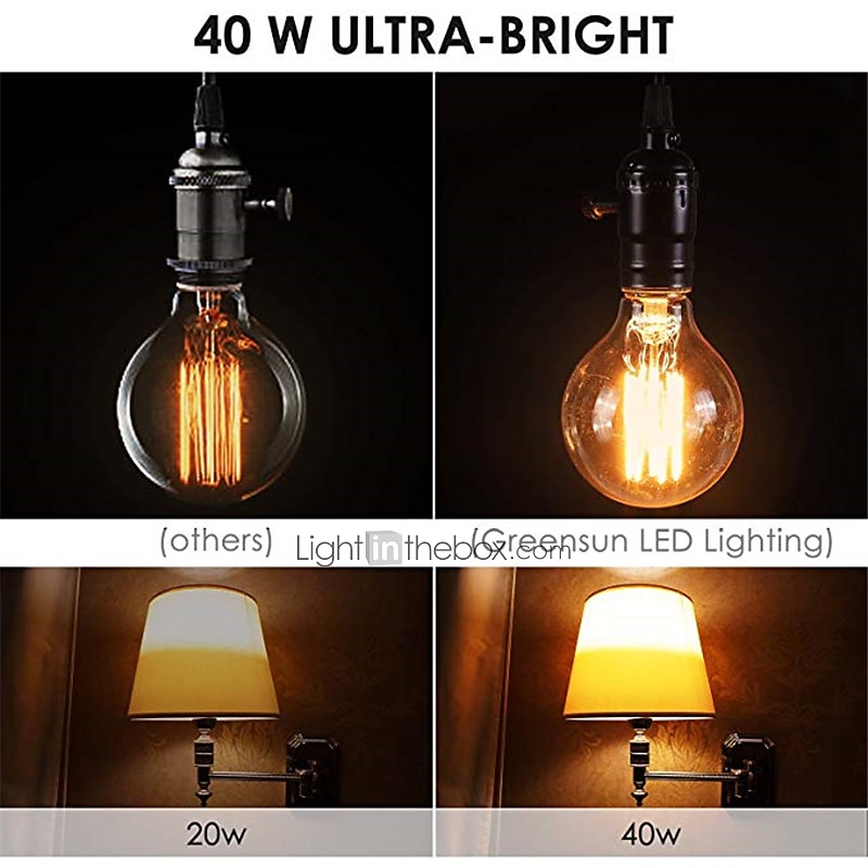 4pcs 40W E26 E27 G80 Vintage Edison Light Bulb Antique Incandescent Bulbs Dimmable Warm White 2300k 220-240V RoHS CE Certified 2026 - $25.99 –P3