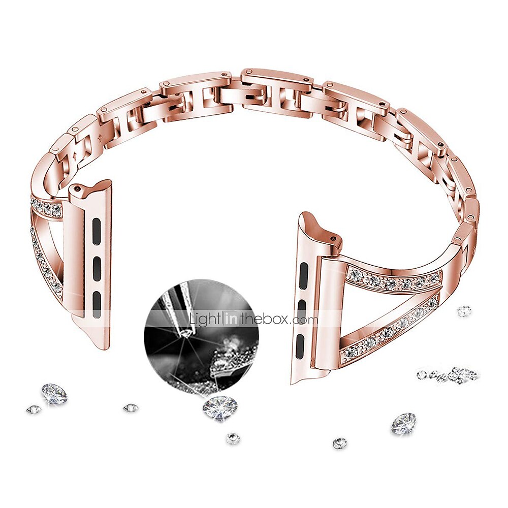 Pasek do zegarka na Apple Watch 38mm 40mm 41mm 42mm 44mm 45mm 49mm iwatch Series Ultra 8 7 6 SE 5 4 3 2 1 Stal nierdzewna Stras Zastąpienie Pasek Damskie Błyszczący Diament Zapięcie metalowe 2025 - $19.99 –P3