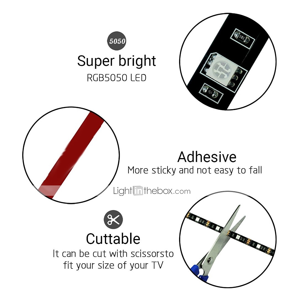 2025年 防水 USB LED ストリップ ライト RGB カラー変更 3.28-15 フィート 電池式 LED ストリップ ライト フレキシブル 電池式 LED ライト 3 つのキー付き IR コントローラー 寝室 デスク ホームルーム テレビ キャンプ DIY 装飾用  コレクション – $8.99 –P4