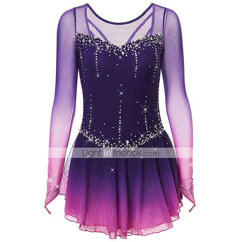 Taitoluistelupuku Naisten Tyttöjen Luistimet Hameet Tumma harmaa Violetti Purppura Silmukka Spandex Erittäin elastinen Kouluts Harjoittelu Kilpailu Luisteluasu Käsintehty Klassinen Kristalli / Strassi 2026 - $168.99 –P2