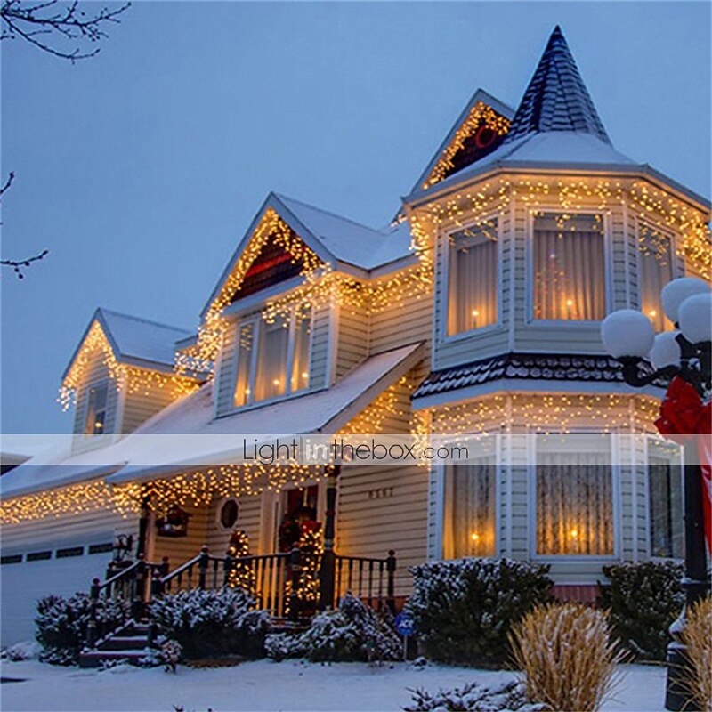 Elegante cadena de luces LED con forma de carámbano para recepción de bodas, 3 m x 1 m, 120 LED, resistente al agua para exteriores con 8 modos, guirnalda navideña para patio y jardín&amp;Decoración 2025 - $21.99 –P3