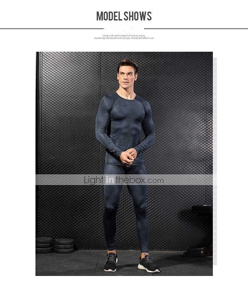 Men's Compression Shirt Running Shirt Long Sleeve Tee Tshirt Athletic Spandex Quick Dry Breathability Lightweight Stretchy Fitness Gym Workout Running Sportswear Activewear Snakeskin White Red Blue 2025 - $16.49 –P10