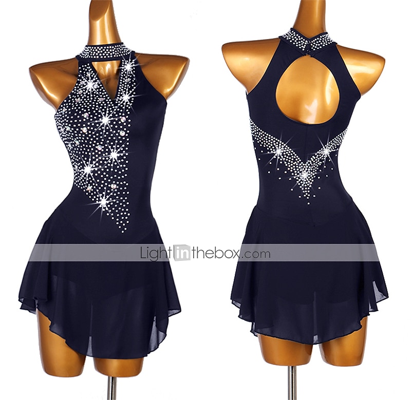 Robe de Patinage Artistique Femme Fille Patinage Robes Violet claire Rose clair Jaune Dos ouvert Maille Spandex Haute élasticité Compétition Tenue de Patinage Fait à la main Cristal / Stras Sans de 2026 ? $106.99 –P8