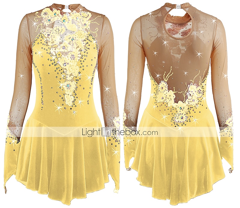 Rochie de Patinaj Artistic Pentru femei Fete Πατινάζ στο πάγο Rochii Ținute Yan roz Ametist Violet Flori Spandex Înaltă Elasticitate Competiție Ținută Patinaj Cald Confecționat Manual Cu bijuterii 2025 - $116.99 –P17