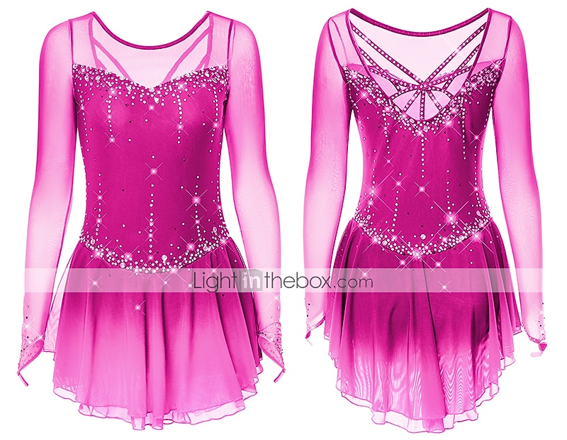 Taitoluistelupuku Naisten Tyttöjen Luistimet Hameet Tumma harmaa Violetti Purppura Silmukka Spandex Erittäin elastinen Kouluts Harjoittelu Kilpailu Luisteluasu Käsintehty Klassinen Kristalli / Strassi 2026 - $168.99 –P10