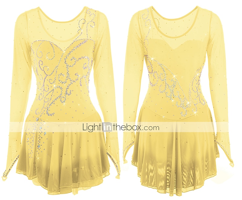 Eiskunstlaufkleid Damen Mädchen Eislaufen Kleider Austattungen Gelb Dunkelrot Pudriges Rosa Halo-Färbung Gitter Spandex Hochelastisch Wettbewerb Eiskunstlaufkleidung Eislaufen Eiskundstlauf 2025 - $104.99 –P6