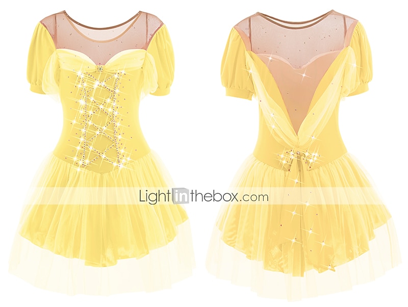 Vestidos para Patinação Artística Mulheres Para Meninas Patinação no Gelo Vestidos Roupa Branco Leite Vermelho Escuro Amarelo e amarelo Elastano Elasticidade Alta Competição Roupa para Patinação de 2026 por $157.99 –P16