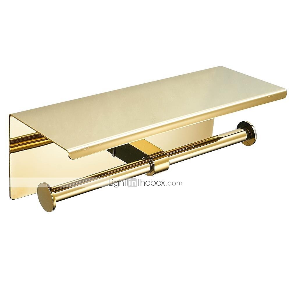 Toilet Paper Holder Multifunction Stainless Steel Bathroom Shelf Double Rods Wall Mounted 1pc 2025 - $60.99 –P3