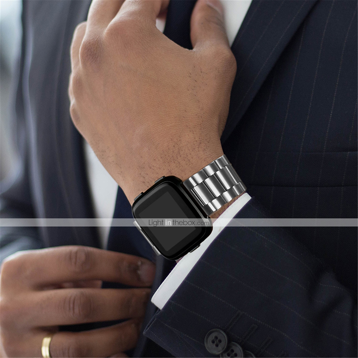 רצועת מתכת 1 יחידה עבור fitbit versa 2/versa/versa lite מהדורת החלפת רצועת פלדת אל חלד מוצקה צמיד עסקי תואם לשעון חכם fitbit versa 2025 - $17.99 –P4