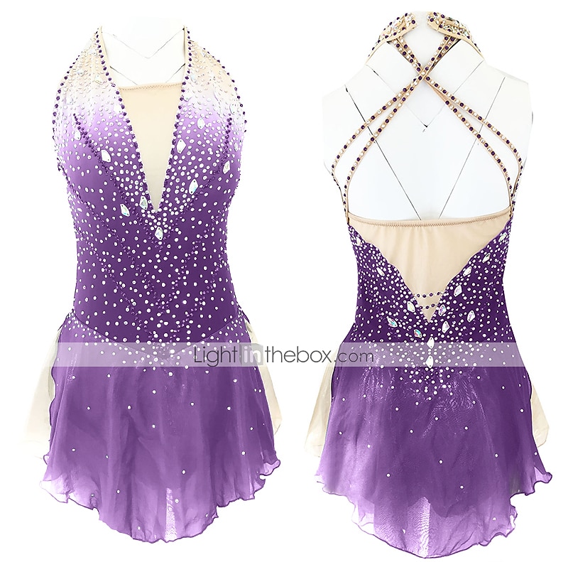 Vestido de patinaje artístico Mujer Chica Patinaje Sobre Hielo Vestidos Accesorios Púrpula Claro Rosado morado Amarillo y amarillo Espalda Abierta Licra Microelástico Entrenamiento Ropa de Patinaje 2026 - $157.99 –P6