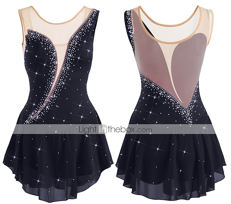 Kunstschaatsjurk Dames Voor meisjes Schaatsen Jurken Wit / Wit Geel en geel Donker paars Asymetrische zoom Netstof Spandex Hoge Elasticiteit Wedstrijd Kunstschaatskleding Kristal / Bergkristal 2026 - $101.99 –P13