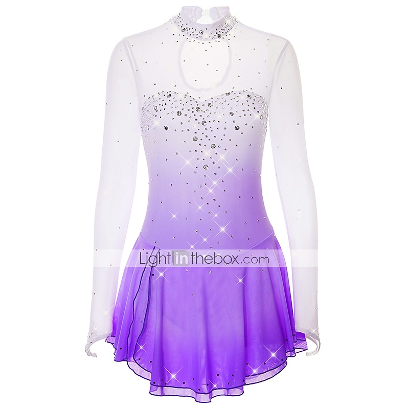Figure Skating Dress Women's Girls' Ice Skating Dress Outfits Yan pink Golden yellow Violet Halo Dyeing Spandex Stretch Yarn Lace High Elasticity Professional Competition Skating Wear Handmade Fashion 2026 - $141.99 –P5
