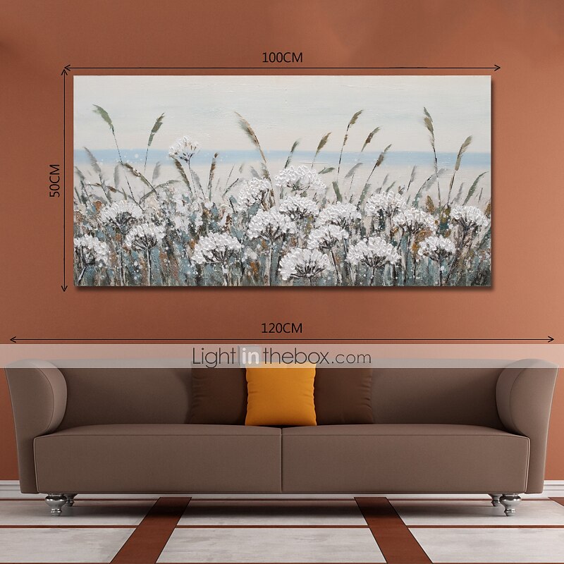 Hang-Ölgemälde Handgemalte Horizontal Abstrakt Landschaft Blumenmuster / Botanisch Modern Fügen Innenrahmen / Gestreckte Leinwand 2025 - $150.99 –P5