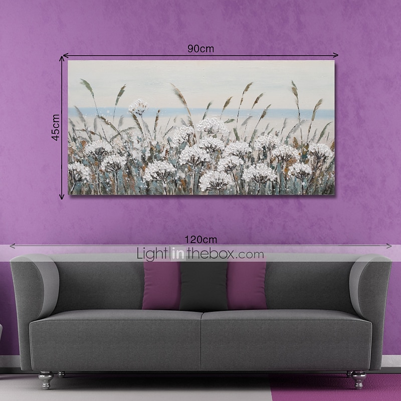 Hang-Ölgemälde Handgemalte Horizontal Abstrakt Landschaft Blumenmuster / Botanisch Modern Fügen Innenrahmen / Gestreckte Leinwand 2025 - $150.99 –P4