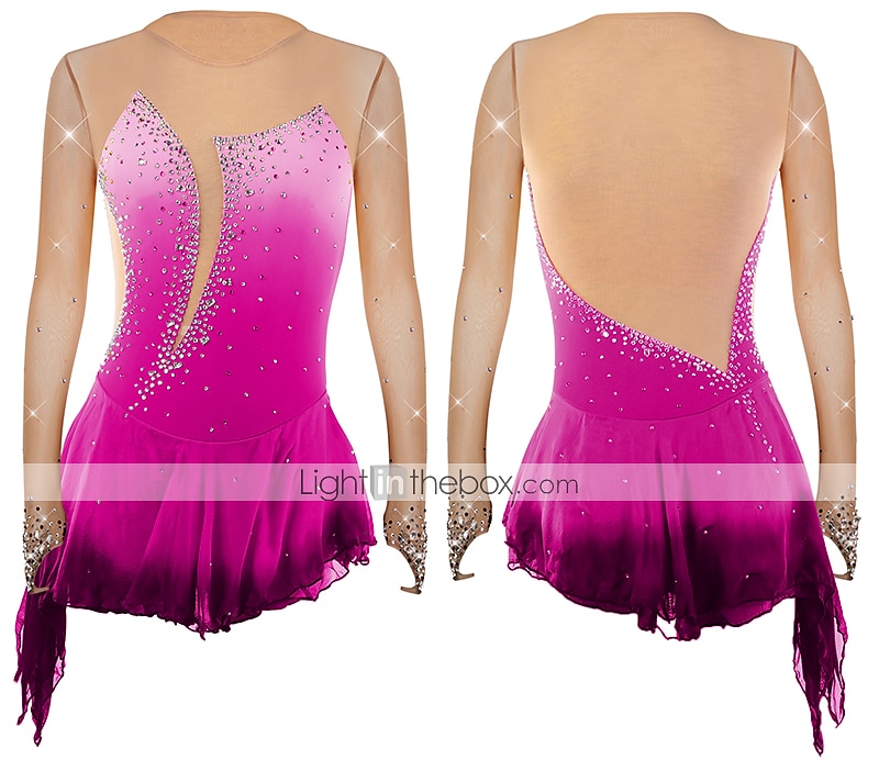 Kűrruha Női Lány Klizanje na ledu Ruhák Felszerelések Narancssárga piros Ibolya Sárga Aszimmetrikus szegély Háló Spandex Verseny Kűrruhák Divat Hosszú ujj Jégkorcsolyázás Műkorcsolyázás 2025 - $107.99 –P5