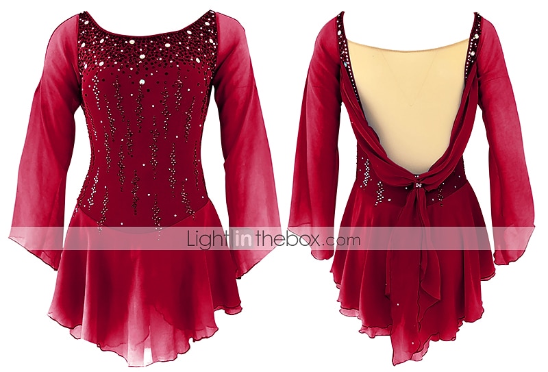 Robe de Patinage Artistique Femme Fille Patinage Robes Tenue Rose clair Blanc / Blanc Jaune et jaune Dos ouvert Spandex Micro-élastique Entraînement Tenue de Patinage Fait à la main Classique Cristal de 2025 ? $145.99 –P8