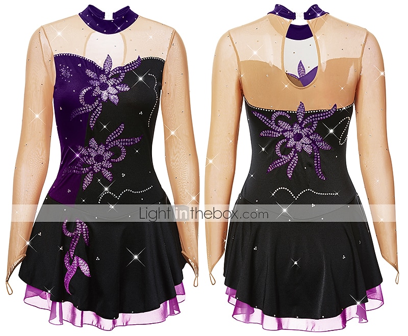 Rochie de Patinaj Artistic Pentru femei Fete Πατινάζ στο πάγο Rochii Ținute Yan roz Alb / Alb Galben și galben Peteci Spandex Înaltă Elasticitate Competiție Ținută Patinaj Clasic Manșon Lung Patinaj 2025 - $123.99 –P17