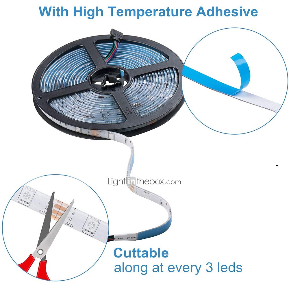 2025年 ZDM® 4x5M ライトセット RGBストリップライト 600 LED SMD5050 10mm 1 44キーリモコン 1セット取付金具 1セット RGB クリスマス 新年 カット可能 パーティー ノンテープ・タイプ 12 V コレクション – $48.99 –P2