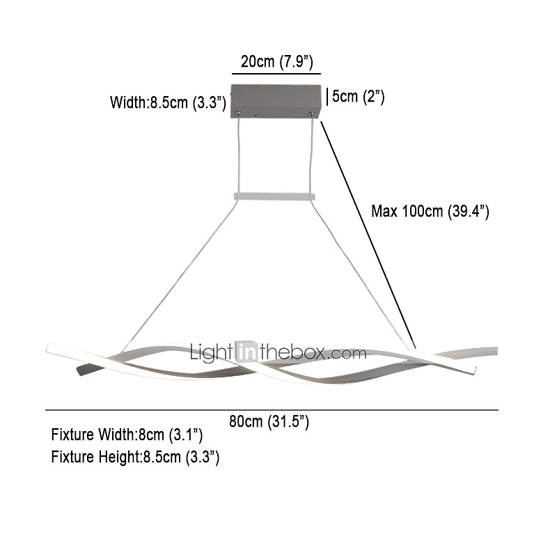 2-Light 80 cm Line Design Chandelier Aluminum Linear Painted Finishes Modern Simple LED 110-120V 220-240V 2026 - $172.99 –P1