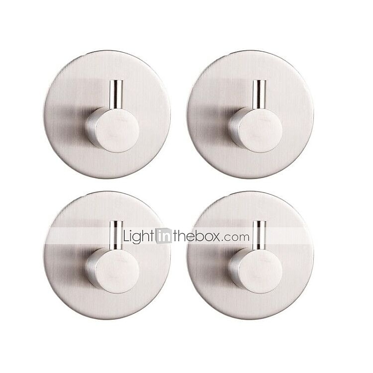 4 Uds ganchos de pared autoadhesivos duraderos de acero inoxidable 304 colgadores de pared impermeables a prueba de herrumbre para baños de cocina 3m 2025 - $19.49 –P4