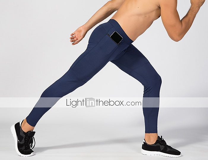 YUERLIAN Per uomo Pantaloni a compressione Livello base con tasca per telefono Vita alta Livello Base Estate Tenere al caldo Traspirante Traspirazione umidità Elasticizzato Fitness Allenamento in del 2025 a $16.49 –P6