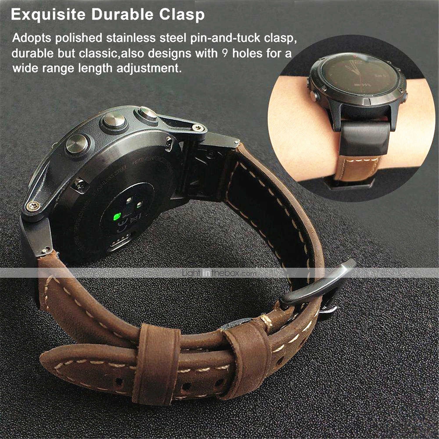 Watch Band for Garmin Fenix 7 6 5 Forerunner 955 Solar 945 935 Instinct 2 Epix Approach S62 S60 Marq Descent G1 Quatix 7 Genuine Leather Replacement  Strap Quick Fit 22mm Wristband 2025 - $25.99 –P10