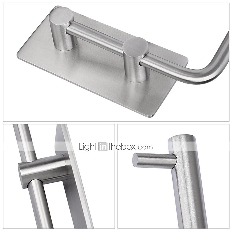 il set di accessori per il bagno in acciaio inossidabile include portarotolo multifunzione e ganci per accappatoio 4 pezzi nero opaco senza punzonatura e argento spazzolato con adesivo a forte del 2025 a $36.99 –P7