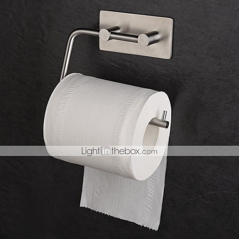 il set di accessori per il bagno in acciaio inossidabile include portarotolo multifunzione e ganci per accappatoio 4 pezzi nero opaco senza punzonatura e argento spazzolato con adesivo a forte del 2025 a $36.99 –P5