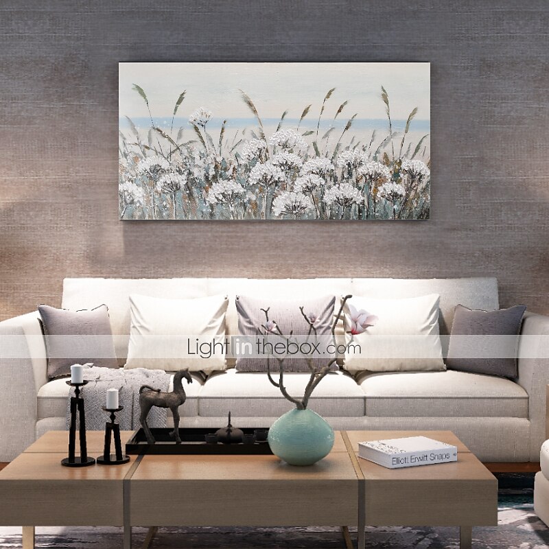 Hang-Ölgemälde Handgemalte Horizontal Abstrakt Landschaft Blumenmuster / Botanisch Modern Fügen Innenrahmen / Gestreckte Leinwand 2025 - $150.99 –P6