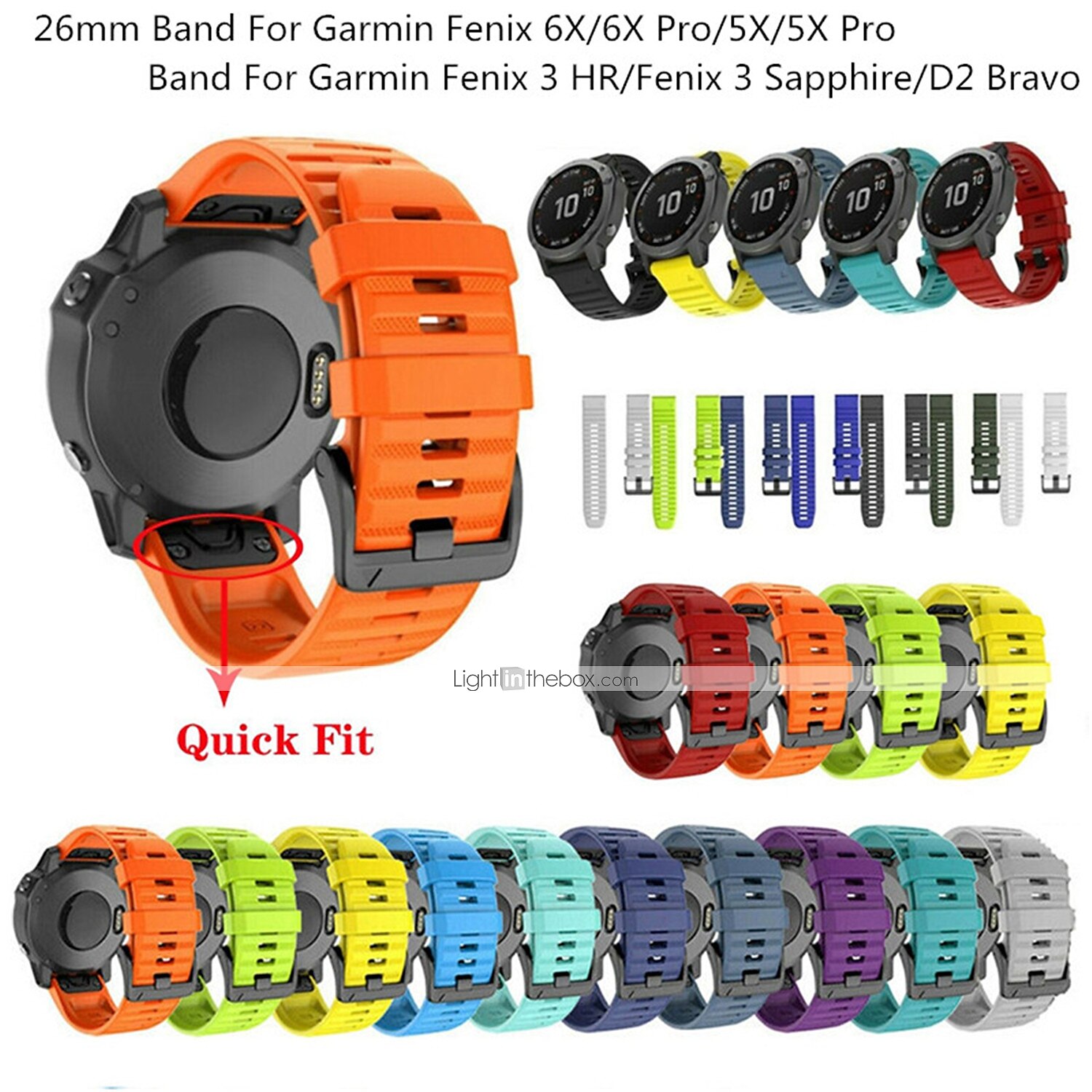 Watch Band for Garmin Fenix Quatix 7X 6X 5X Plus 3 HR Sapphire