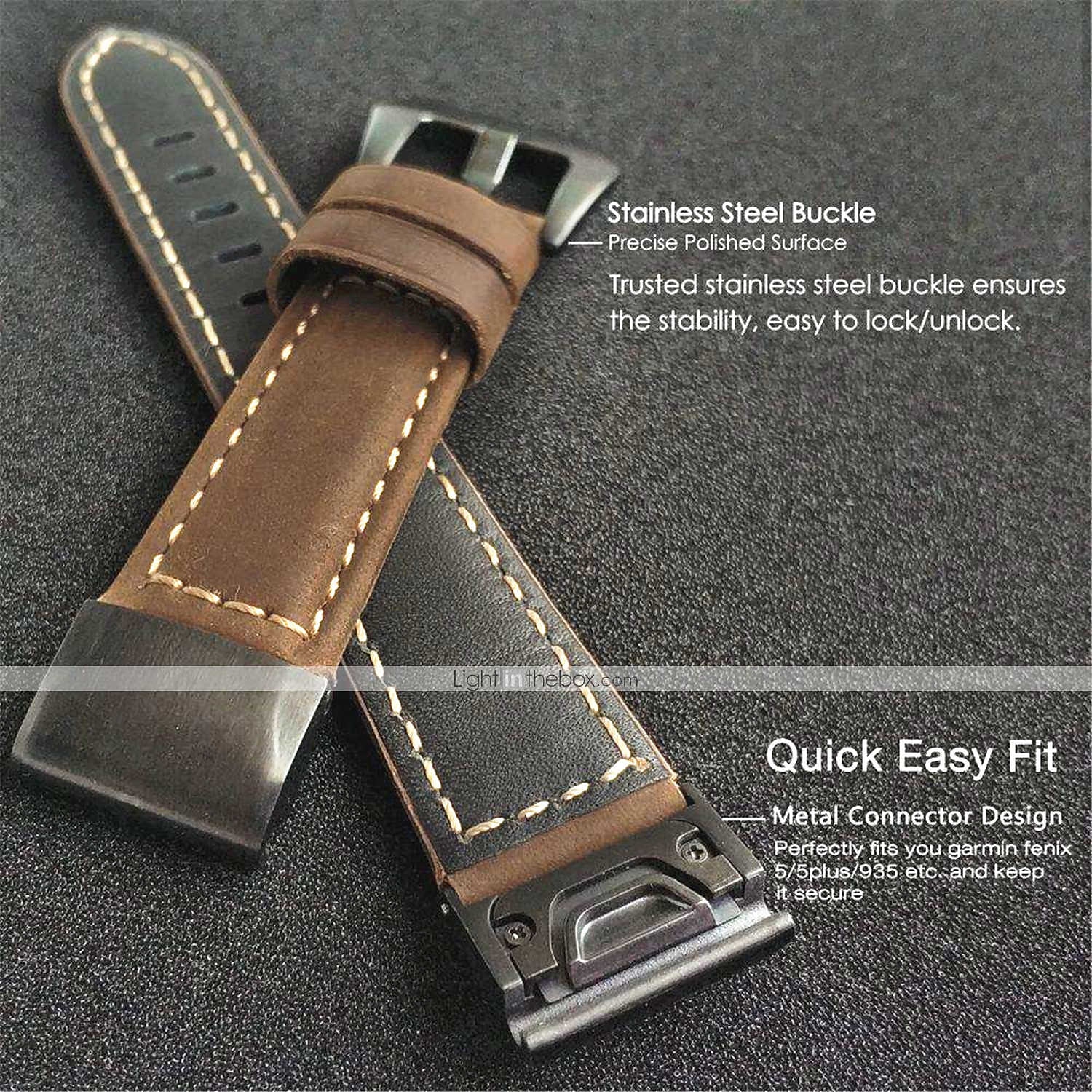 Watch Band for Garmin Fenix 7 6 5 Forerunner 955 Solar 945 935 Instinct 2 Epix Approach S62 S60 Marq Descent G1 Quatix 7 Genuine Leather Replacement  Strap Quick Fit 22mm Wristband 2025 - $25.99 –P7