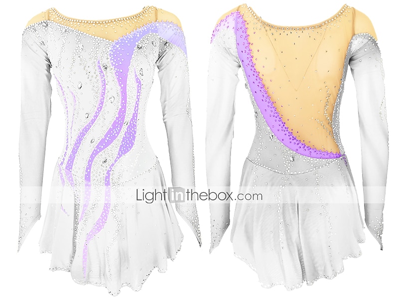 Rochie de Patinaj Artistic Pentru femei Fete Πατινάζ στο πάγο Rochii Ținute Yan roz Violet Alb / Alb Deschide Înapoi Spandex Înaltă Elasticitate Antrenament Ținută Patinaj Confecționat Manual Mat 2025 - $194.99 –P12