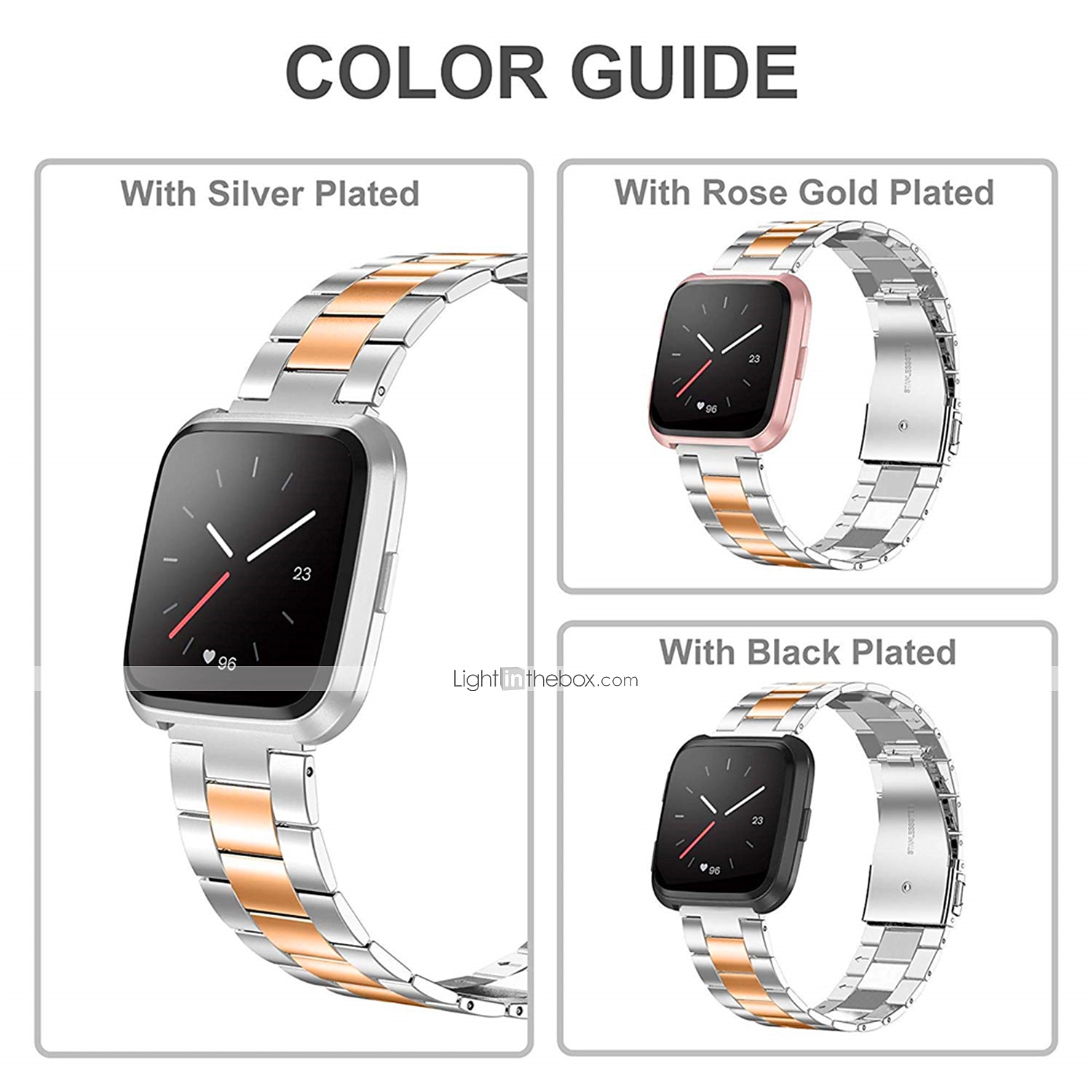 Ремешок для часов для Фитбит Versa 2 / Versa Lite / Versa SE / Versa Нержавеющая сталь Замена Ремень Браслеты из звеньев Браслет 2025 - $15.99 –P7