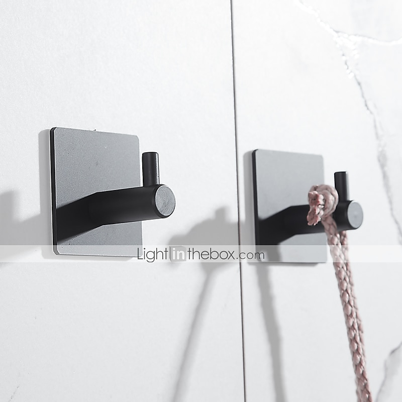 il set di accessori per il bagno in acciaio inossidabile include portarotolo multifunzione e ganci per accappatoio 4 pezzi nero opaco senza punzonatura e argento spazzolato con adesivo a forte del 2025 a $36.99 –P4