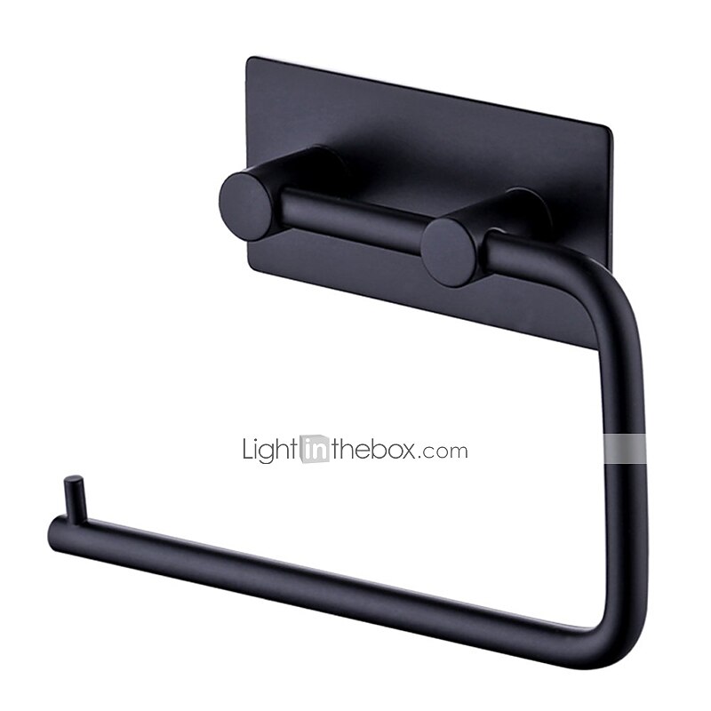 il set di accessori per il bagno in acciaio inossidabile include portarotolo multifunzione e ganci per accappatoio 4 pezzi nero opaco senza punzonatura e argento spazzolato con adesivo a forte del 2025 a $36.99 –P6